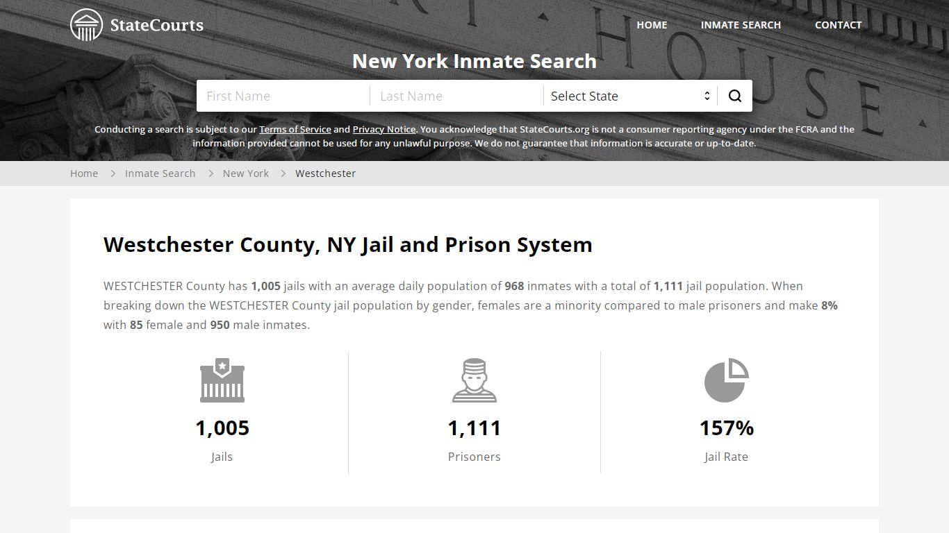 Westchester County, NY Inmate Search - StateCourts